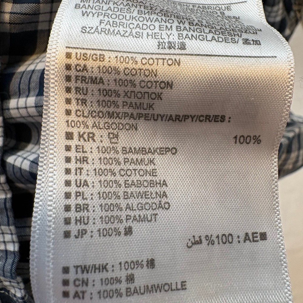 Banana Republic Soft Wash Navy Blue Gingham Check Cotton Button Down Shirt XL - Picture 8 of 10